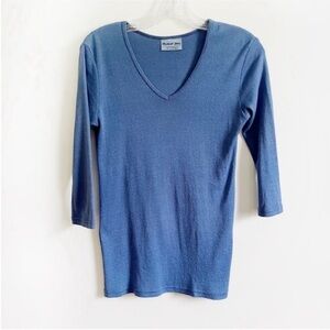 Michael Stars Blue Long Sleeve V-Neck Top